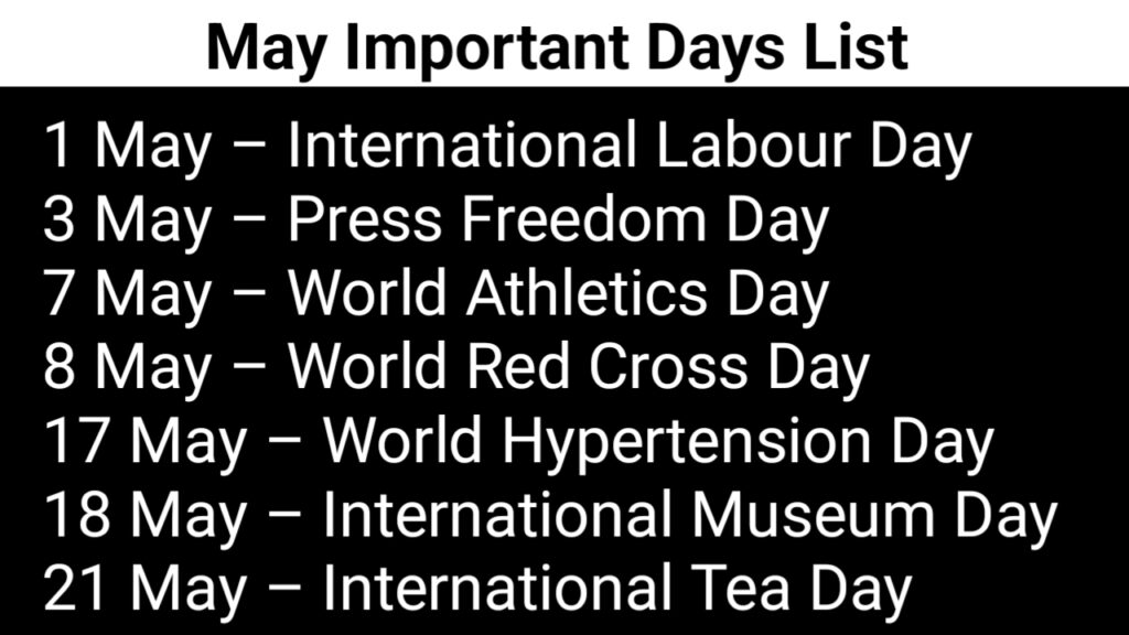 May Important Days List