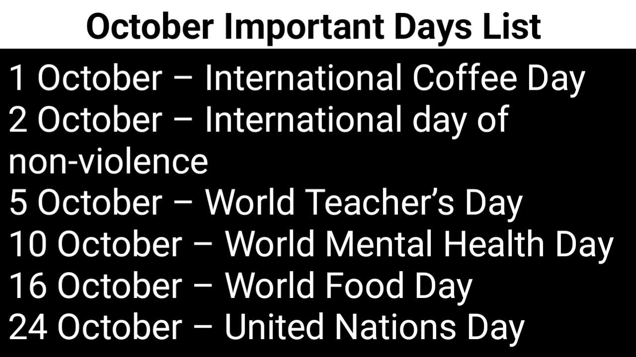 Read more about the article October Important Days List